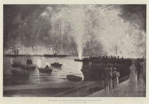Iluminaciones y espectáculo de fuegos artificiales ante el Príncipe de Gales en Cowes